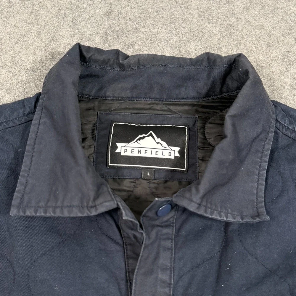 Penfield Navy‎ Blue Blackstone Quilted Snap Button Shirt Jacket Men's Size Large